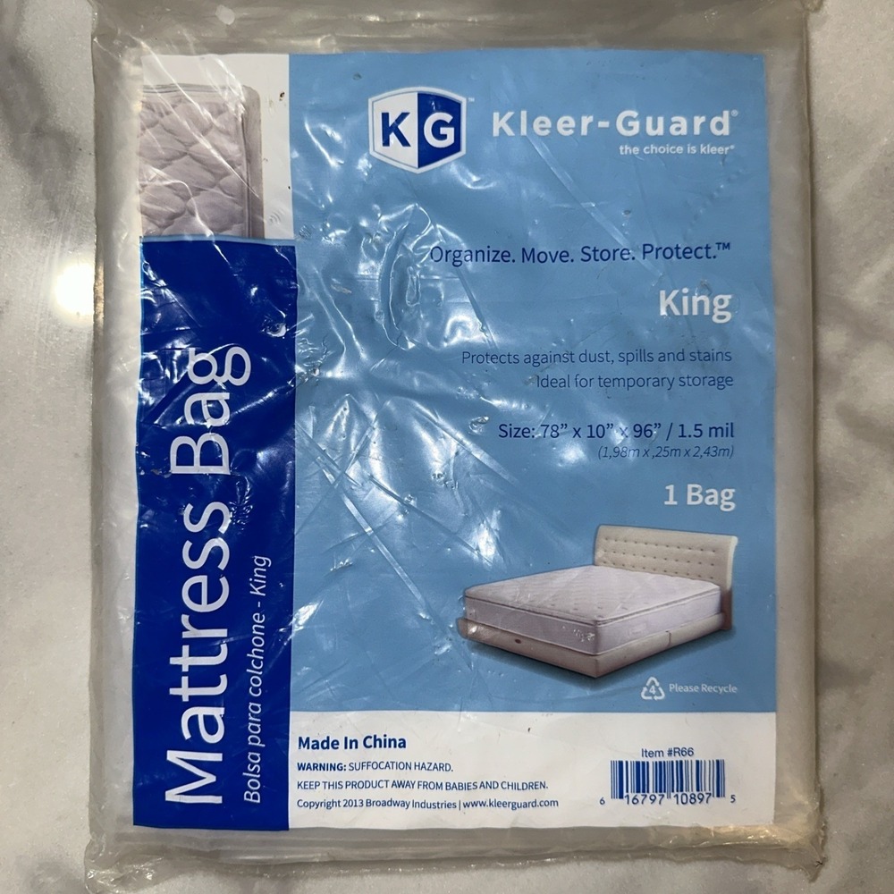 Kleer-Guard Mattress Bag King Clear 1.5 Mil Plastic Moving Storage